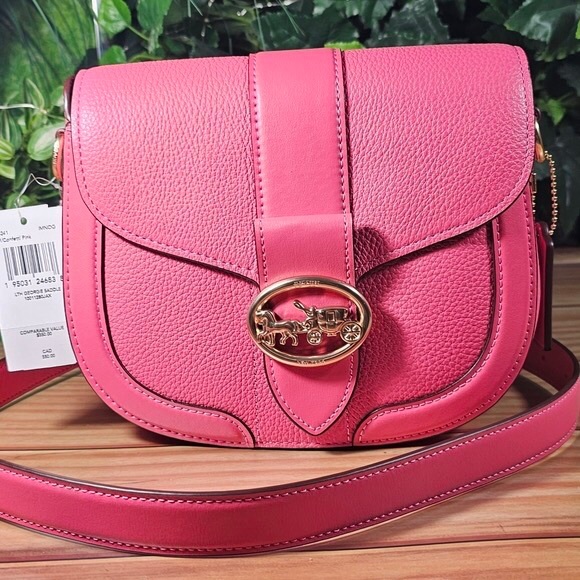 Coach Leather Purse George Saddle Bag Pretty in Pink Coach C3241 ~ NWT - Picture 1 of 15